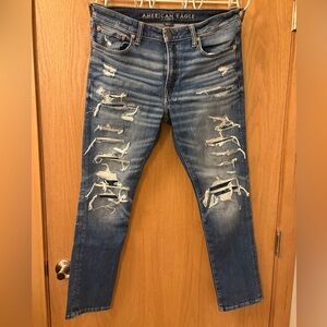 American Eagle AirFlex+ Distressed Blue Jeans for Men
